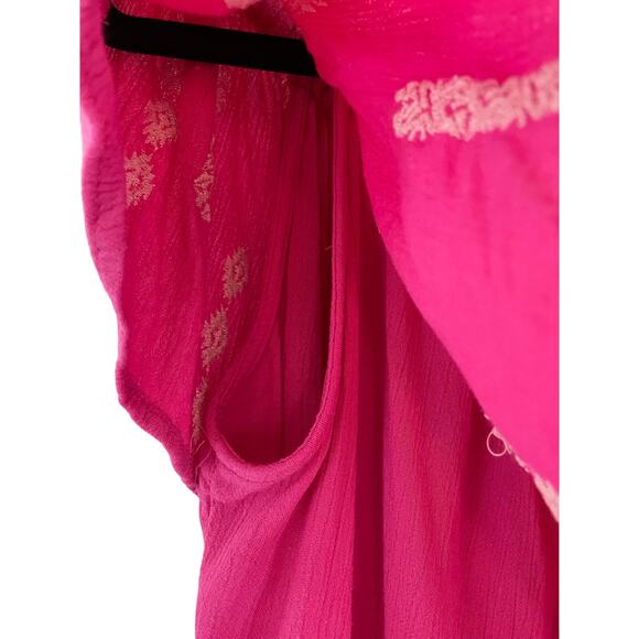 Cherokee Pink Off-Shoulder Embroidered Accent Gauzy Top size XL - Picture 8 of 8